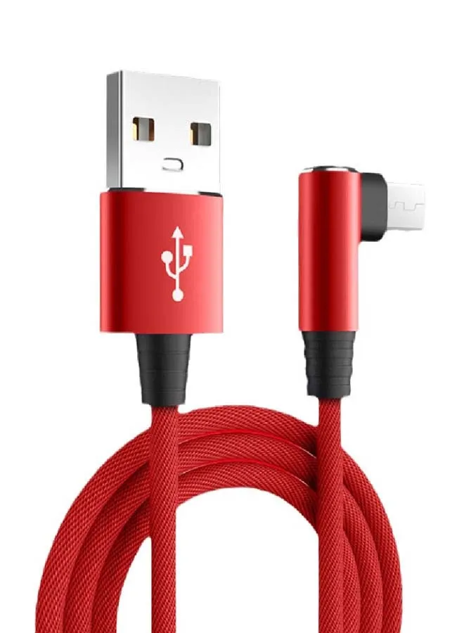 كابل شحن من منفذ مايكرو USB إلى منفذ USB أحمر وأسود-1