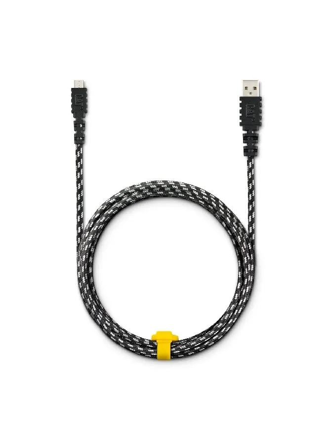 Micro-USB to USB Double Woven Braided Charge Cable 6ft Black/White-1