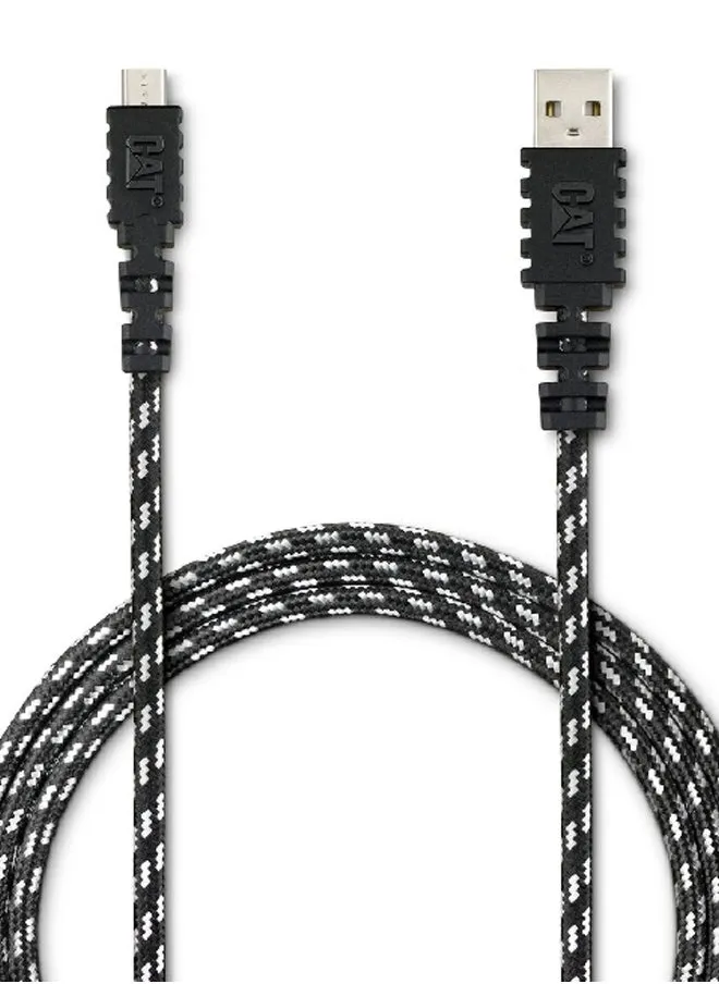 Micro-USB to USB Double Woven Braided Charge Cable 6ft Black/White-2