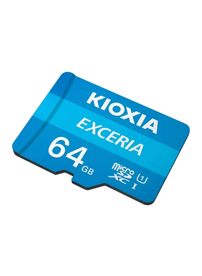 بطاقة MicroSD Exceria مع محول فئة 10 بدقة عالية كاملة وسرعة قراءة عالية 100 ميجابايت/ثانية LMEX1L064GG2 أزرق 64 GB-1