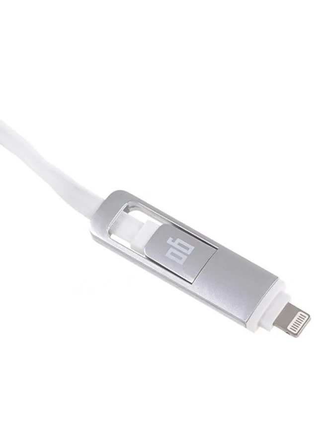 كابل 2 في 1 مايكرو USB وكابل لايتننج بقوة 2.4 أمبير فضي/أبيض-2