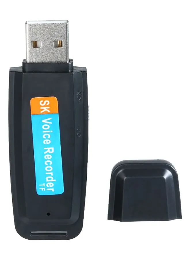 مسجل صوت صغير محمول بمنفذ USB قابل لإعادة الشحن U-Disk يدعم تخزين التسجيل بزر واحد وبطاقة ذاكرة TF سعة 1-32 جيجا مناسب للمقابلات والمحاضرات والاجتماعات أسود-1