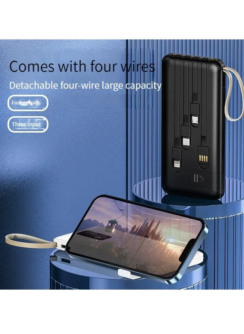 Mini smart digital display charging treasure comes with a line super large capacity 10000 mAh fast charging outdoor with lighting mobile power black-1