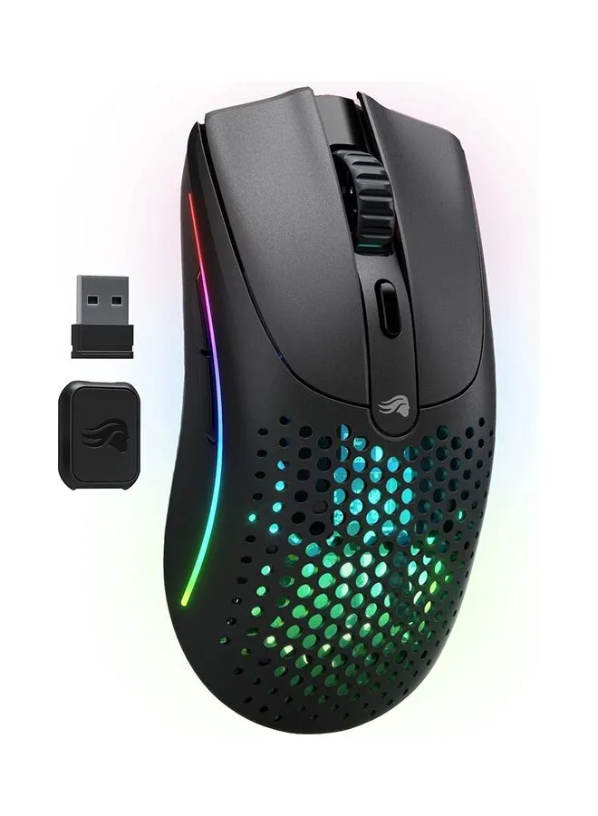 ماوس الألعاب اللاسلكي Glorious Model O 2 RGB 68g خفيف الوزن للغاية - 26,000 نقطة لكل بوصة، هجين 2.4 جيجا هرتز/بلوتوث لاسلكي، 6 أزرار قابلة للبرمجة، عمر بطارية 210 ساعة، ماوس بإضاءة خلفية للكمبيوتر الشخصي والكمبيوتر المحمول - أسود-1