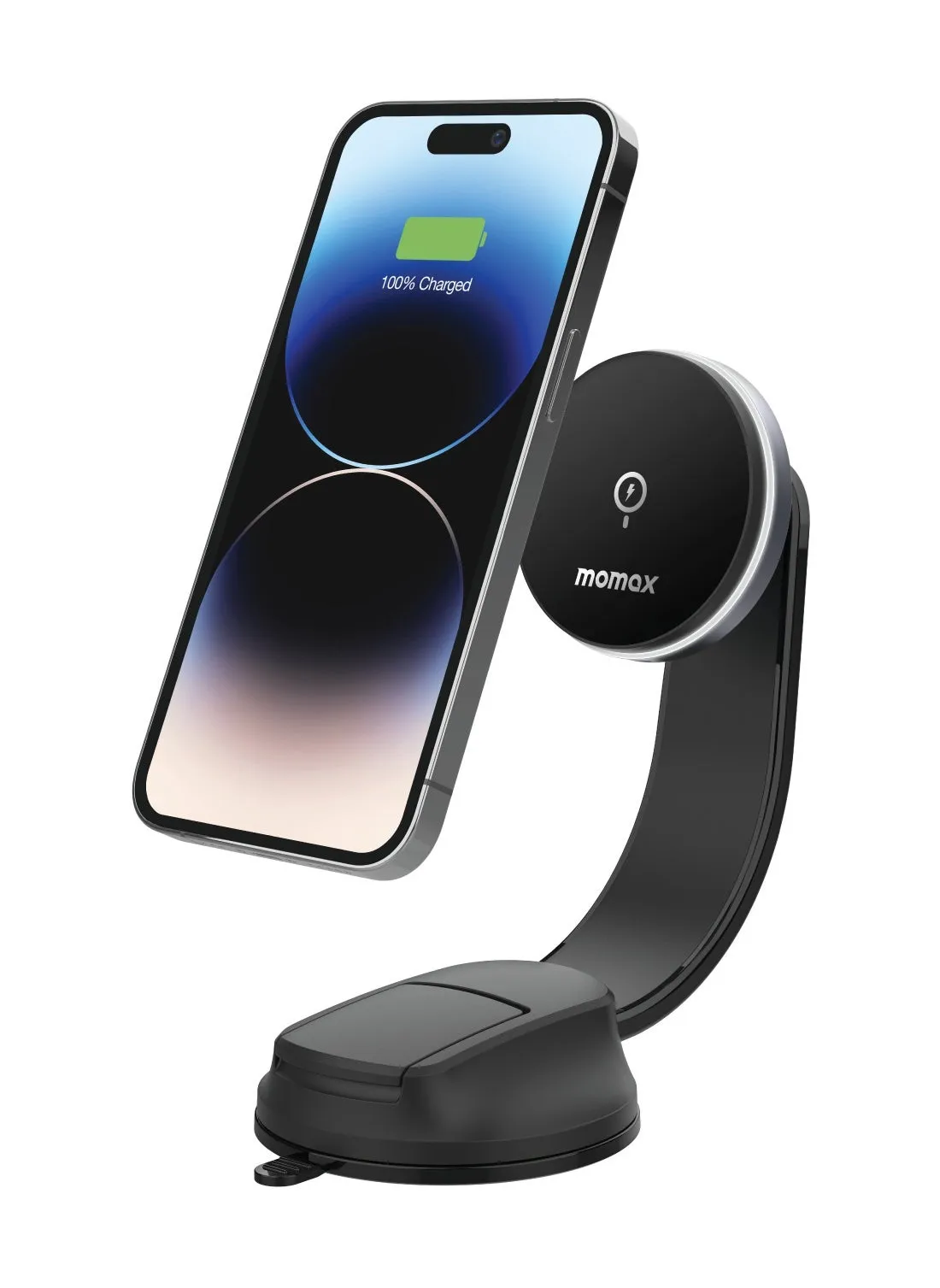 Momax 15W magnetic wireless car charger mount, flexible arm, compatible with iPhone-1