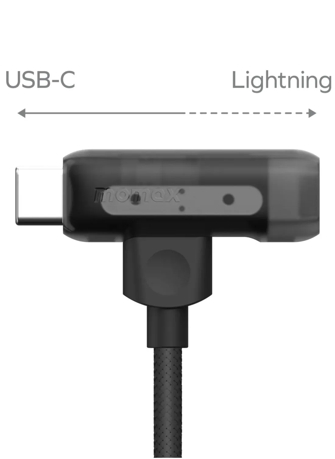 سلك شحن مضفر موماكس 2-في-1، USB-C إلى Lightning و USB-C، بطول 1.5 متر، شحن سريع ونقل بيانات، معتمد من Apple، أسود-2