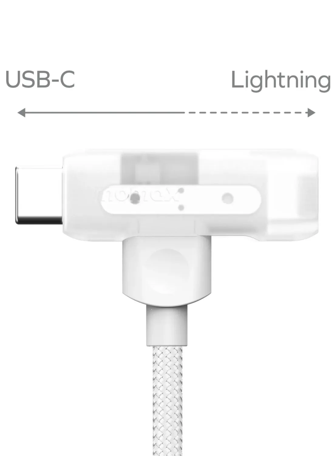 Momax 60W 1.5m 2-in-1 USB-C to Lightning Fast Charging Cable White - Apple MFi Certified, Durable Premium Braided Nylon, Slide to switch Lightning to USB-C cable, Translucent design-2