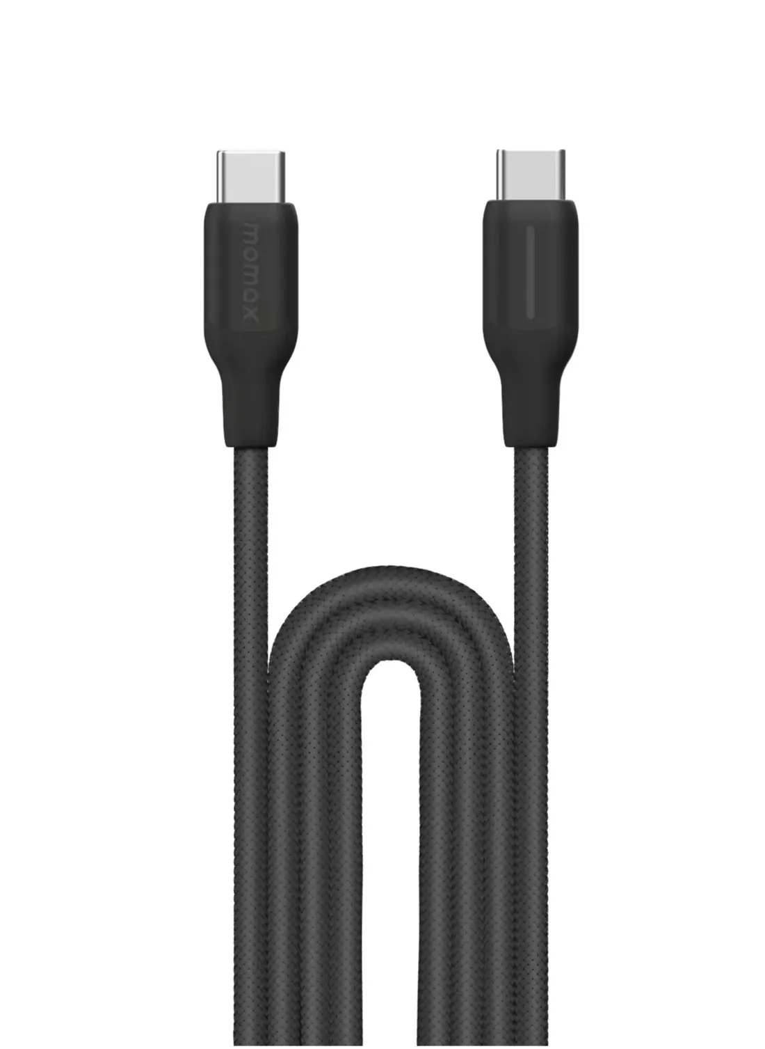 سلك شحن مضفر موماكس USB-C إلى USB-C بقوة 100 واط، 3 متر، شحن سريع ونقل بيانات، أسود-1