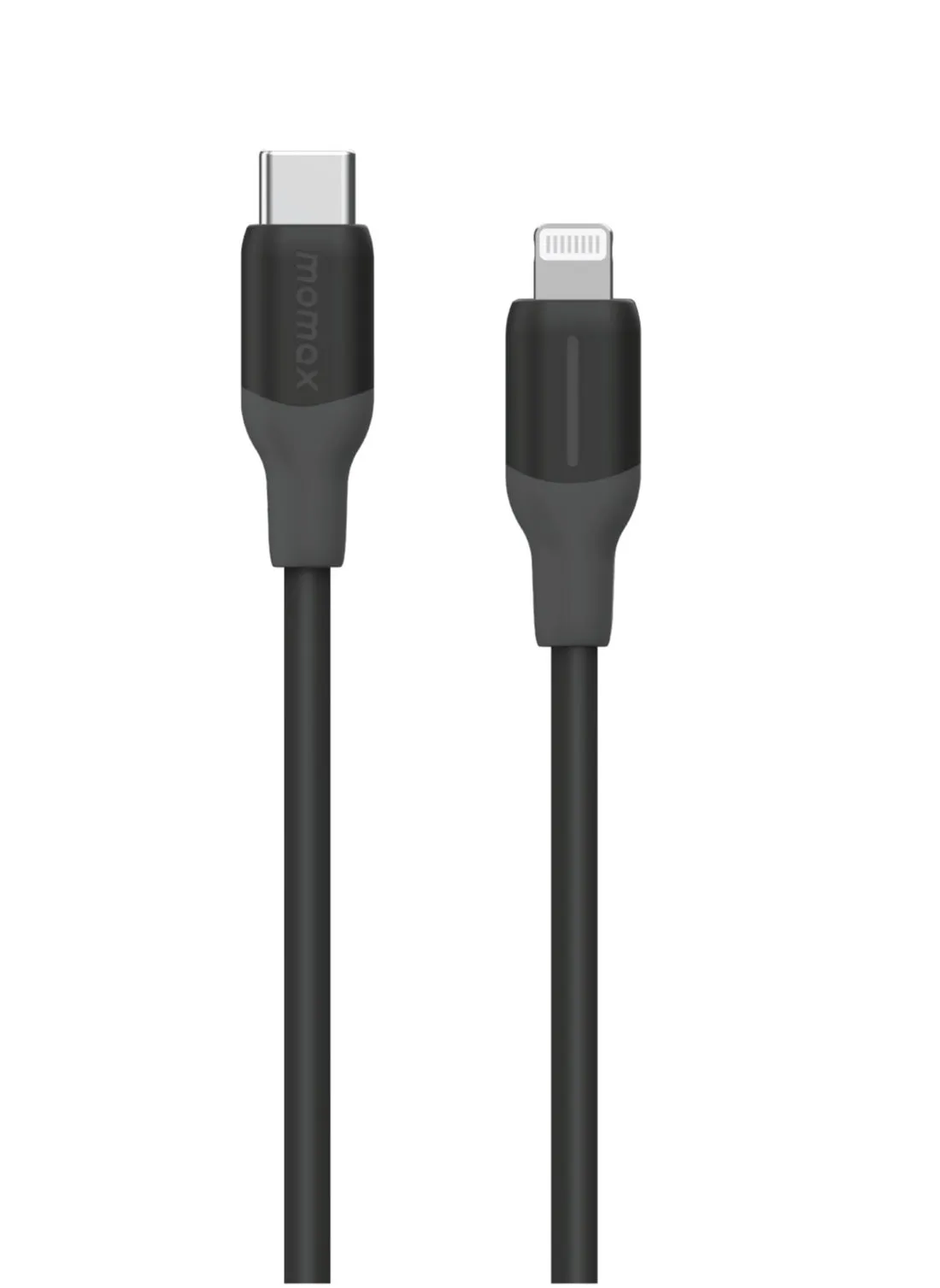 سلك شحن سيليكون موماكس USB-C إلى Lightning، 1.2 متر، شحن سريع ونقل بيانات للايفون، معتمد من Apple، أسود-2