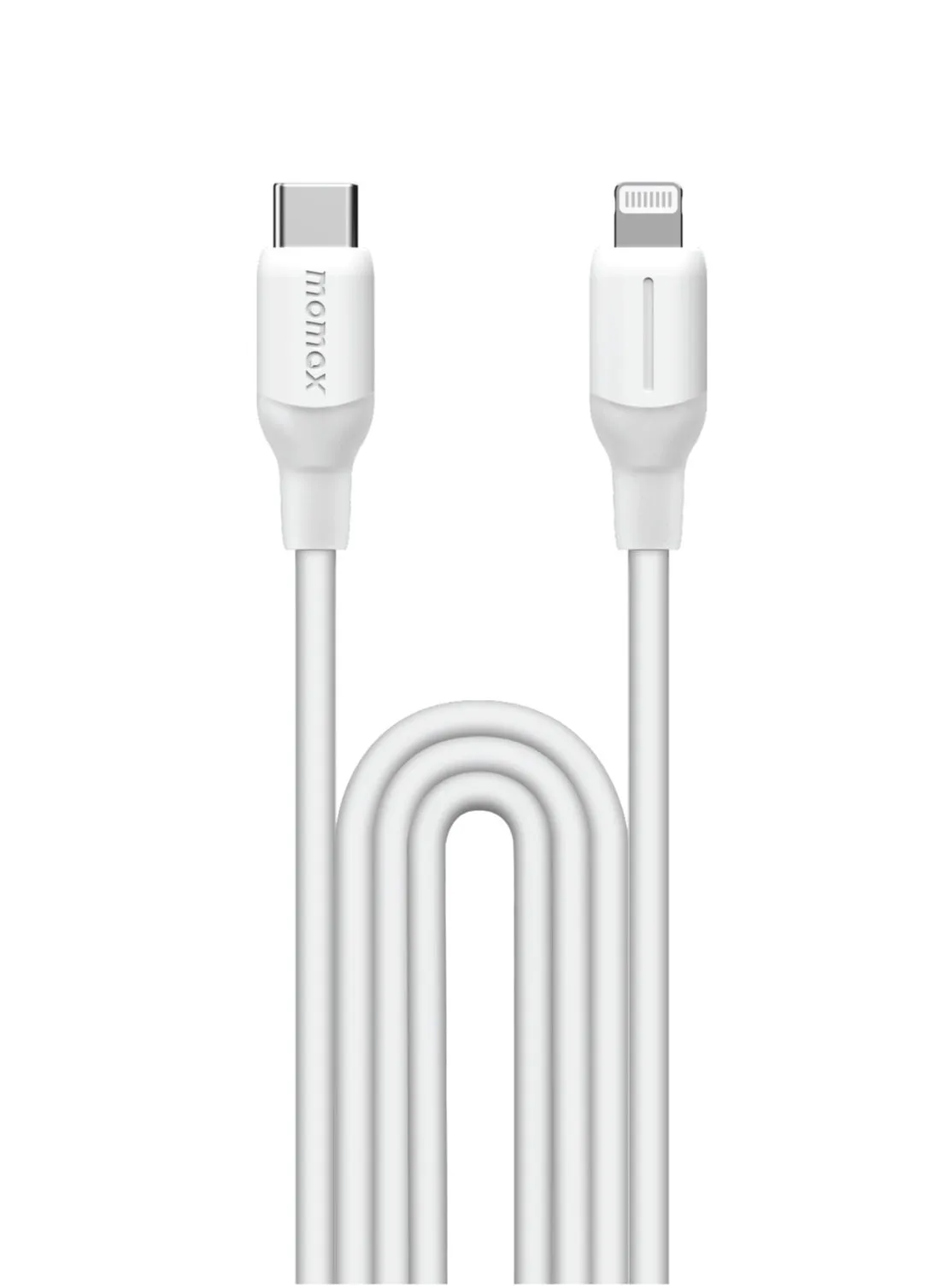 Momax Flow USB-C to Lightning 1.2m Silicone Cable, Fast Charging and Data Transfer, Apple MFi Certified, White-1