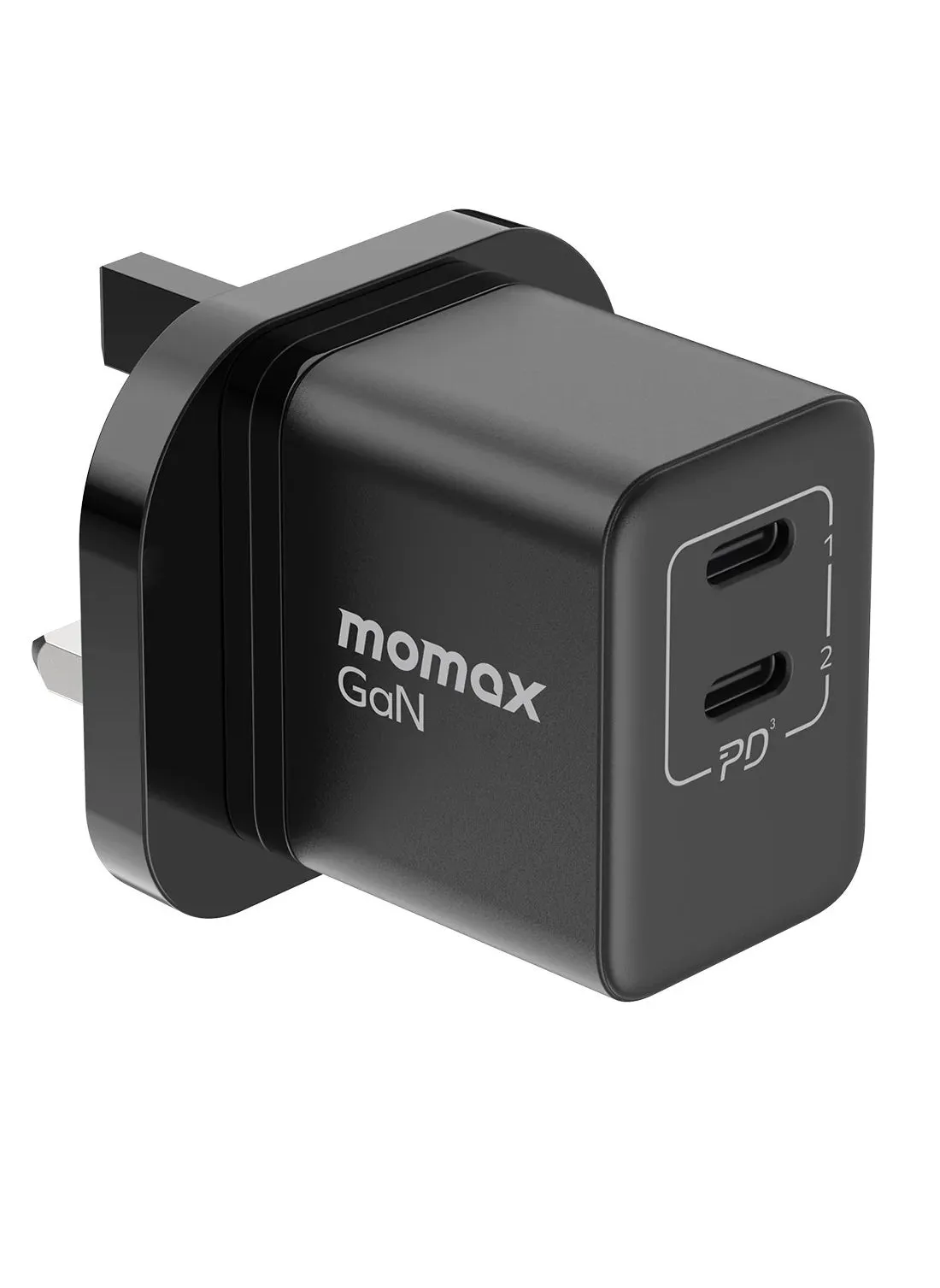 Momax One Plug GaN 35W 2-Port Mini Fast Charger 2 USB-C port - Black-1