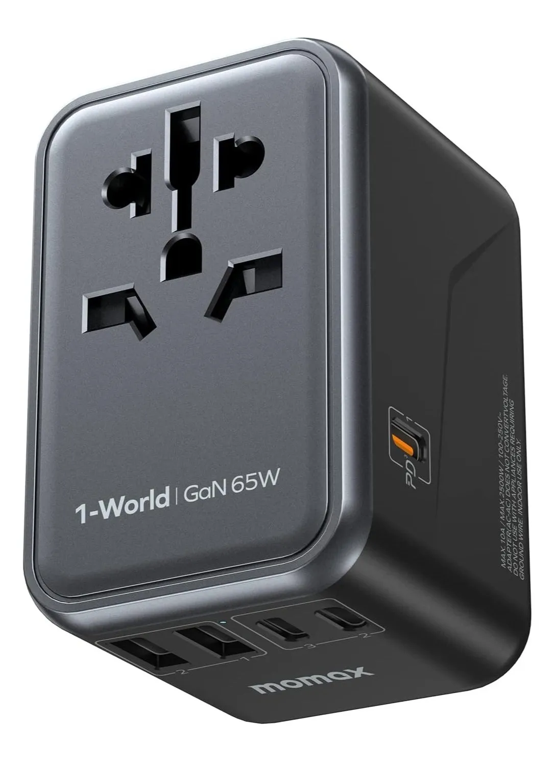 Momax Travel Adapter Charger GaN PD 5 Ports 65W - Black-1