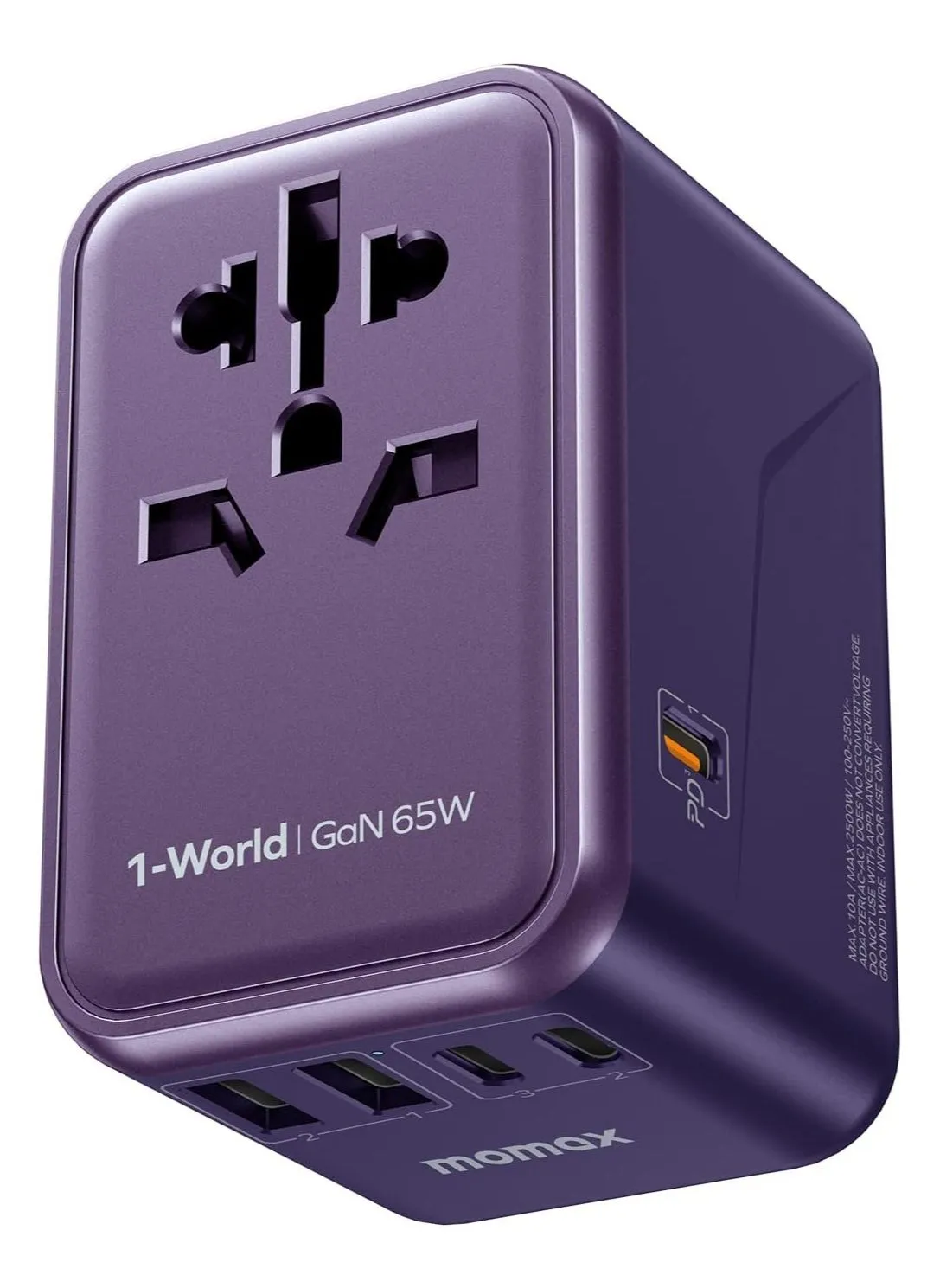 Momax Travel Adapter Charger GaN PD 5 Ports 65W - Purple-1