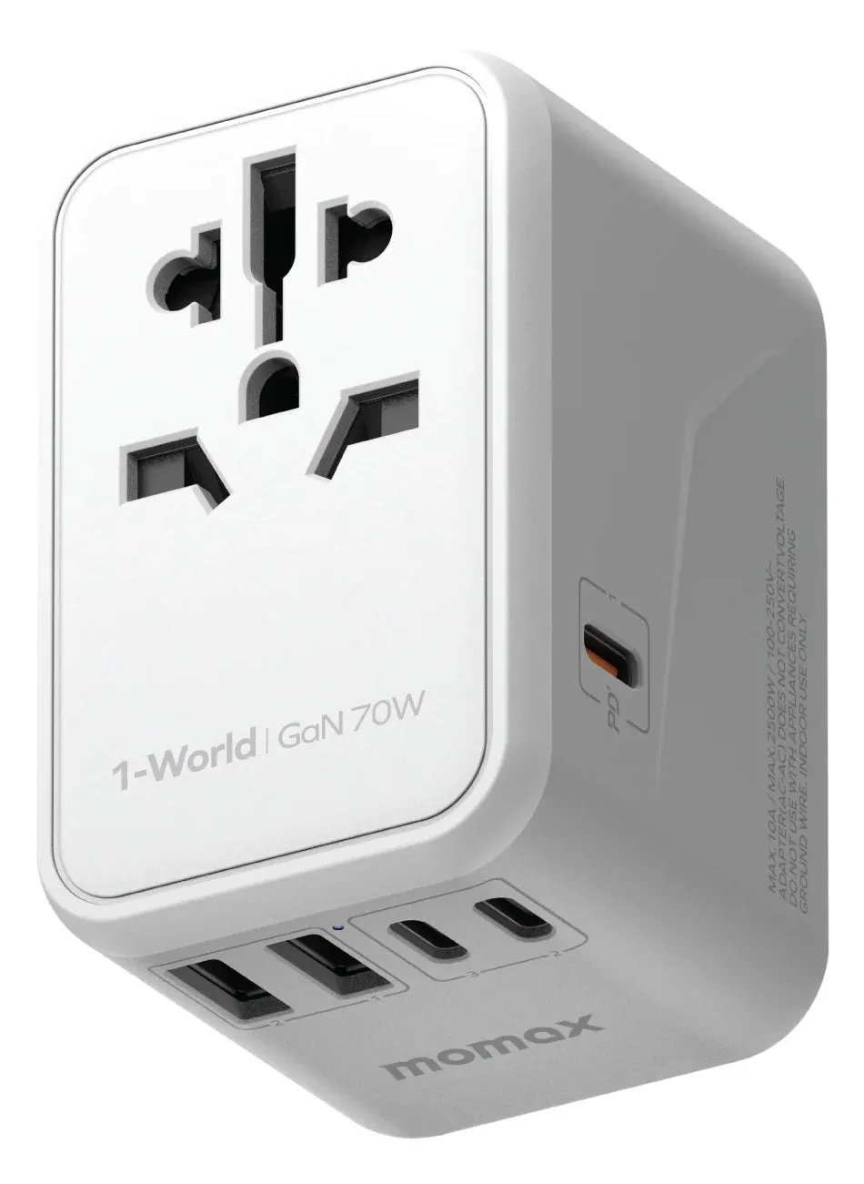 Momax Travel Adapter Charger GaN PD 5 Ports 70W - White-1