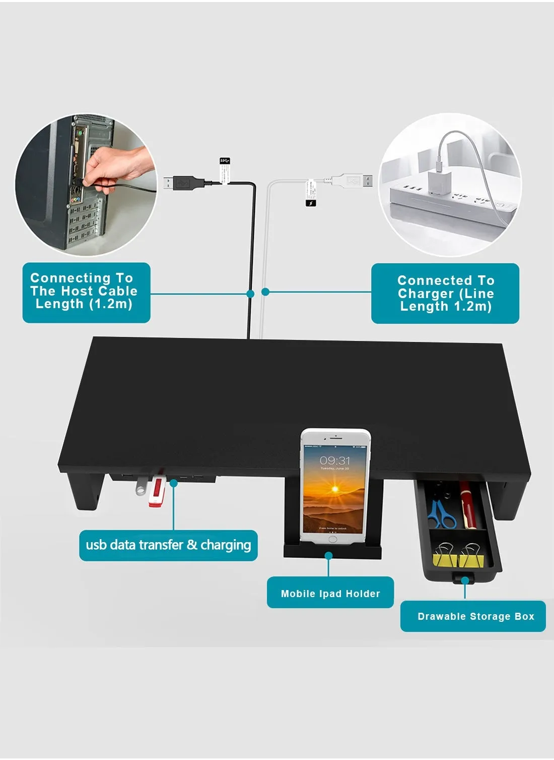 حامل شاشة مع موزع USB 3.0 وشحن من النوع C-2