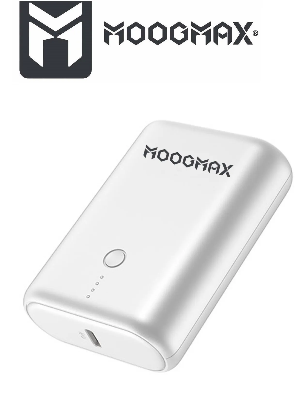 Moogmax Super Small Pocket Size Power Bank 10000mAh, Card Size Design, LED Indicator, 1*USB & 1*Type-C Ports with 20W PD Fast Charging, White-2