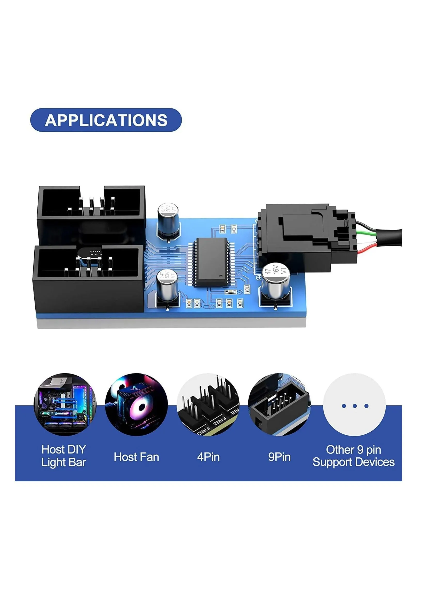 اللوحة الأم USB2.0 9pin USB Head Splitter Male 1 إلى 2 أنثى تمديد كابل (30 سم / 0.98 قدم) بطاقة التحكم PCB Board USB HUB 9-pin Splitter Converter Port Multilier PWM Fan Splitter Cable 1 إلى 2 محول-2