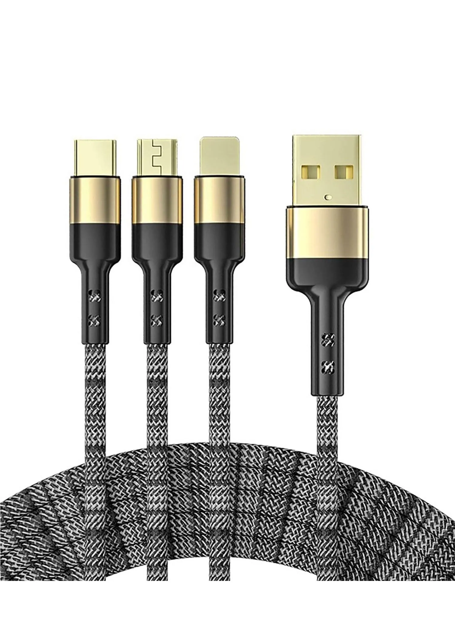 Multi Charging Cable, 3 in 1 Nylon Braided 4FT/1.5M Multiple USB Charging Cord Adapter, IP/Type C/Micro USB Port Connectors Compatible with iphone Cell Phones Tablets and More-1