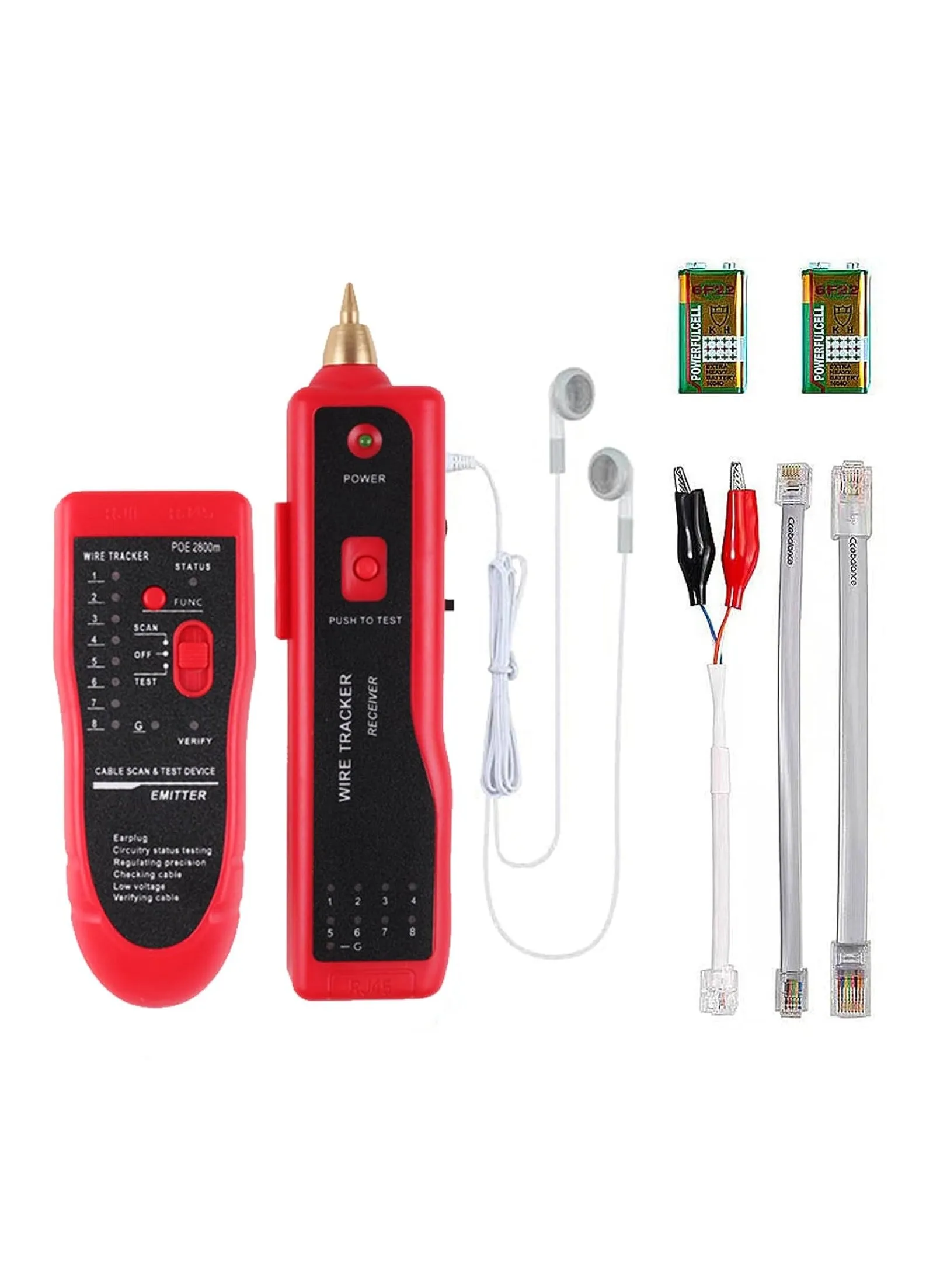 Network Cable Tester, RJ11 RJ45 Interface, Multifunctional with Probe, Maintenance Organizer for Telephone Line Testing-1