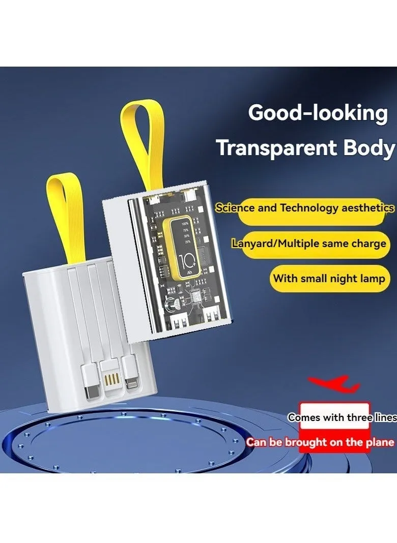 بنك طاقة ميكا شفاف جديد على طراز بانك للشحن السريع بقدرة 10000 مللي أمبير في الساعة مزود طاقة متنقل بسعة كبيرة (أبيض)-1