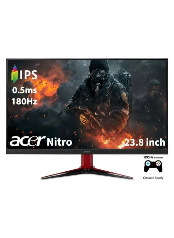 شاشة Nitro VG240Y LED للألعاب مقاس 23.8 بوصة بدقة FHD (1920x1080)، تقنية لوحة IPS، وقت الاستجابة 0.5 مللي ثانية، معدل التحديث 180 هرتز، DisplayHDR 10، تقنية AMD FreeSync Premium، ZeroFrame، مكبرات صوت مدمجة-1