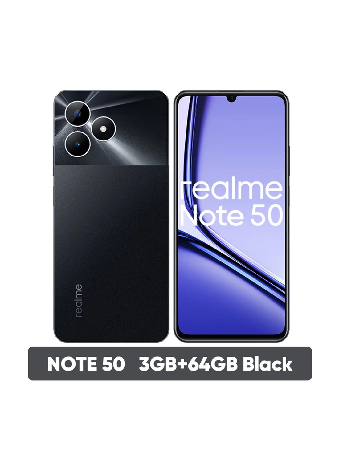 هاتف Note 50 ثنائي الشريحة باللون الأسود الداكن وذاكرة الوصول العشوائي (RAM) سعة 3 جيجابايت وذاكرة تخزين داخلية 64 جيجابايت ويدعم تقنية 4G - إصدار الشرق الأوسط-1