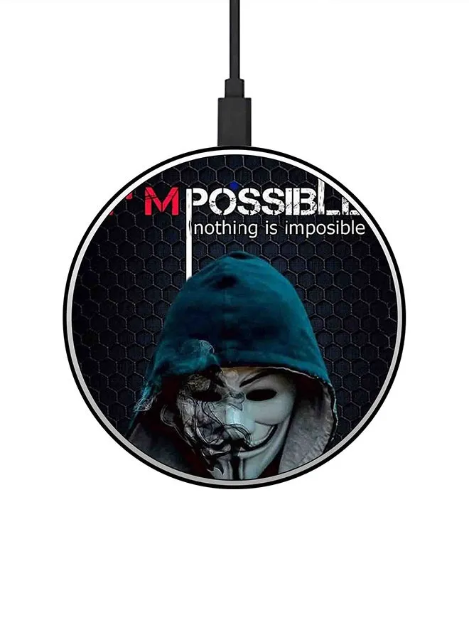 شاحن لاسلكي سريع بطبعة عبارة Nothing Is Impossible مع كابل USB متعدد الألوان-1