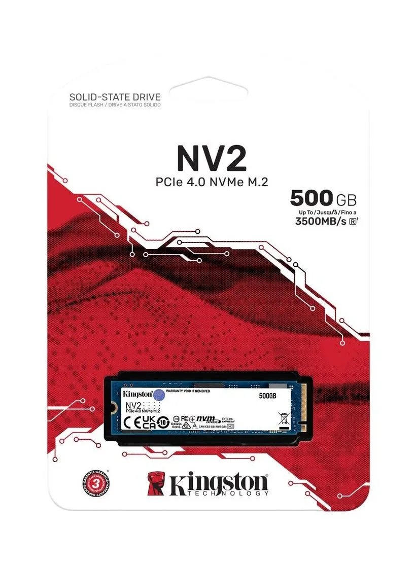 NV2 500GB M.2 2280 NVMe SSD داخلي، سرعة قراءة تصل إلى 3500 ميجابايت/ثانية / سرعة كتابة 2100 ميجابايت/ثانية، أداء Gen 4x4 NVMe PCIe، تشغيل اهتزاز 2.17 جيجا بايت 500 جيجابايت-1