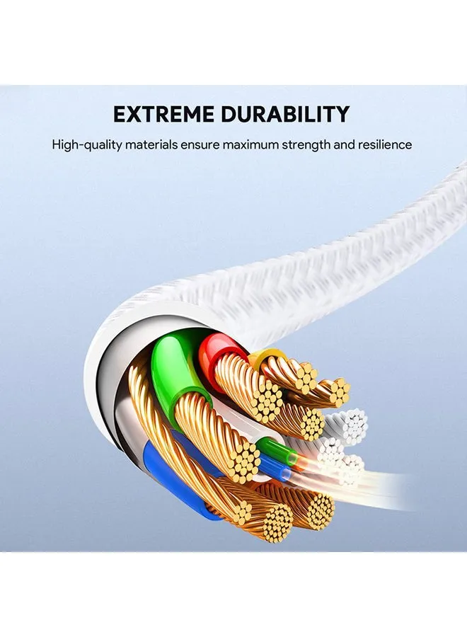كابل USB-C إلى USB-C مجدول من النايلون مع كيفلر كور 1 متر 100 وات أبيض-2