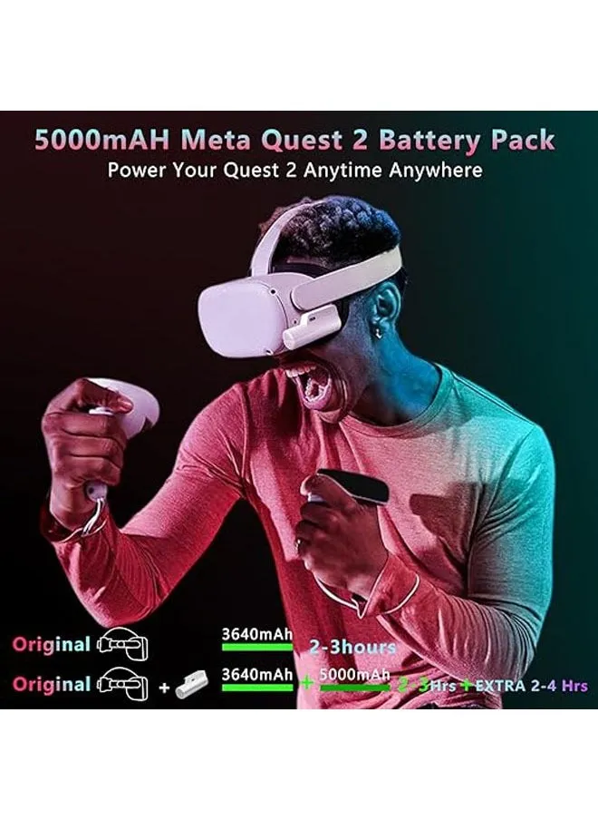 بطارية Oculus Quest 2، 5000 مللي أمبير في الساعة تتوافق مع نظارة Oculus/Meta Quest 2 توفر 2-4 ساعات إضافية من اللعبة-2