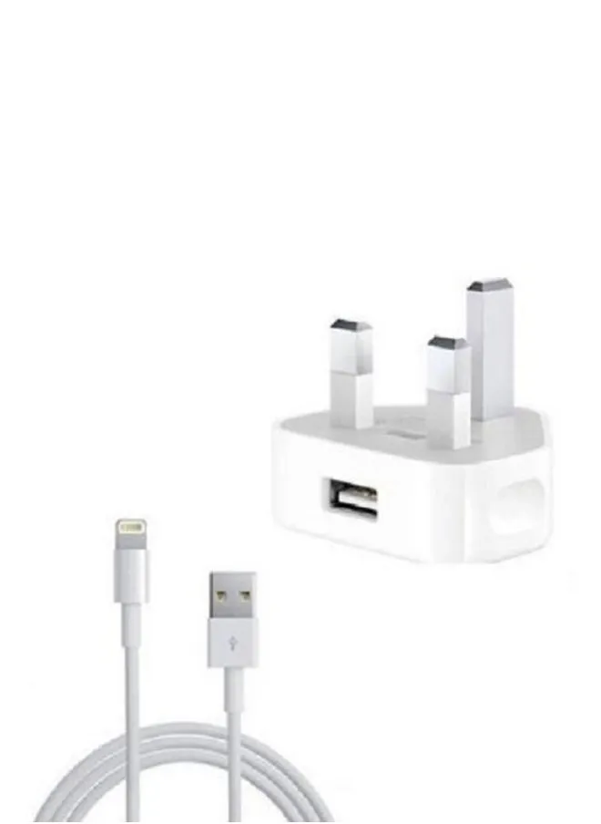 One Usb Port Wall Charger With Usb Data Sync Charging Cable White-2