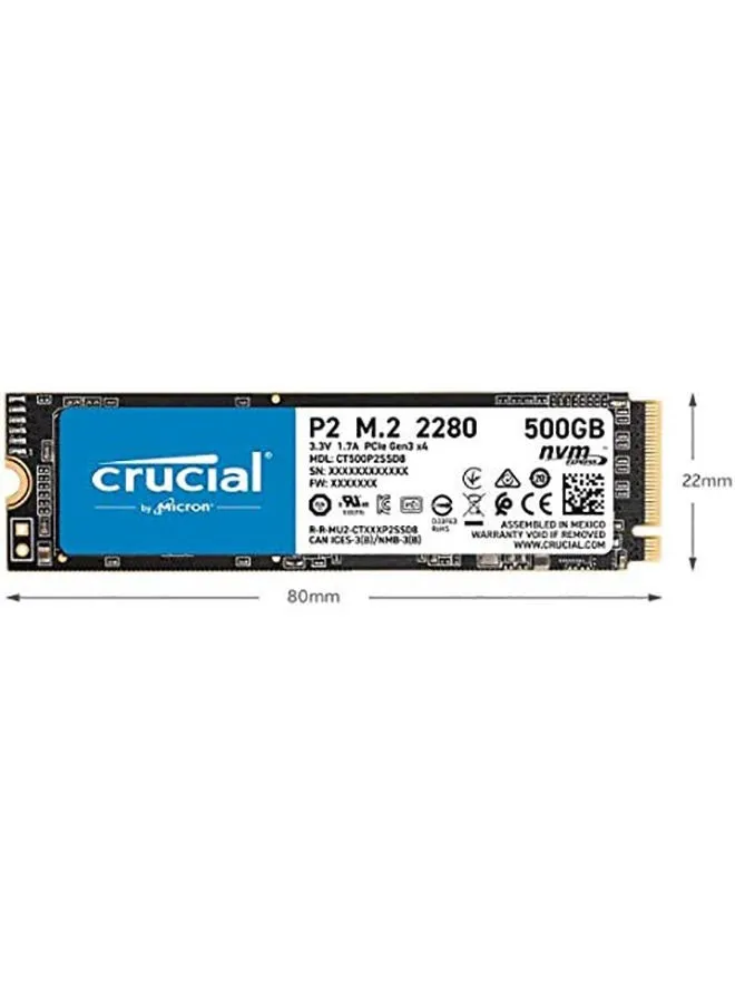 محرك أقراص SSD داخلي P2 CT500P2SSD8، حتى 2400 ميجابايت/ثانية (3D NAND، NVMe، PCIe، M.2)-2