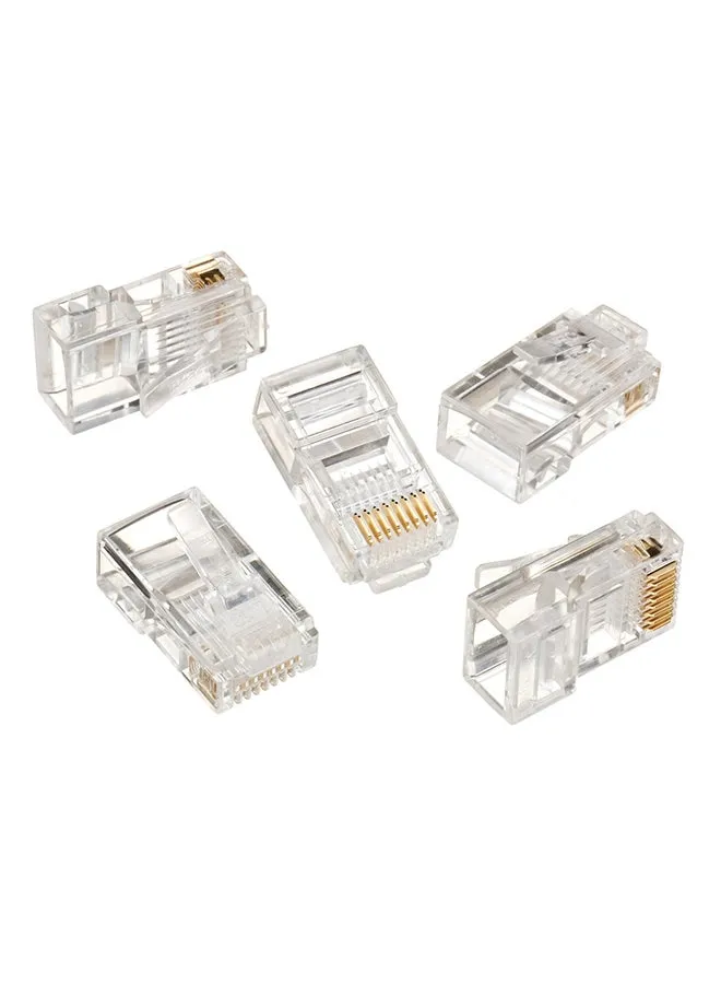 مجموعة من 100 - موصلات وحدات طراز RJ45 CAT5 شفاف-1