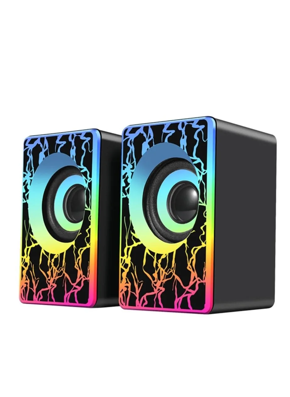 PC Speakers, RGB Computer Speakers for Desktop, 2.0 USB Powered Portable Gaming Speakers with Colorful LED Light, 3.5mm Aux Input Mini Multimedia Speaker Sound Bar for TV Monitors Laptops-1