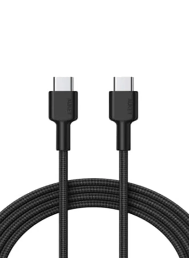 كيبل مضفر شحن و مزامنة USB-C إلى USB-C طول 0.9م CD45 أسود أسود-1