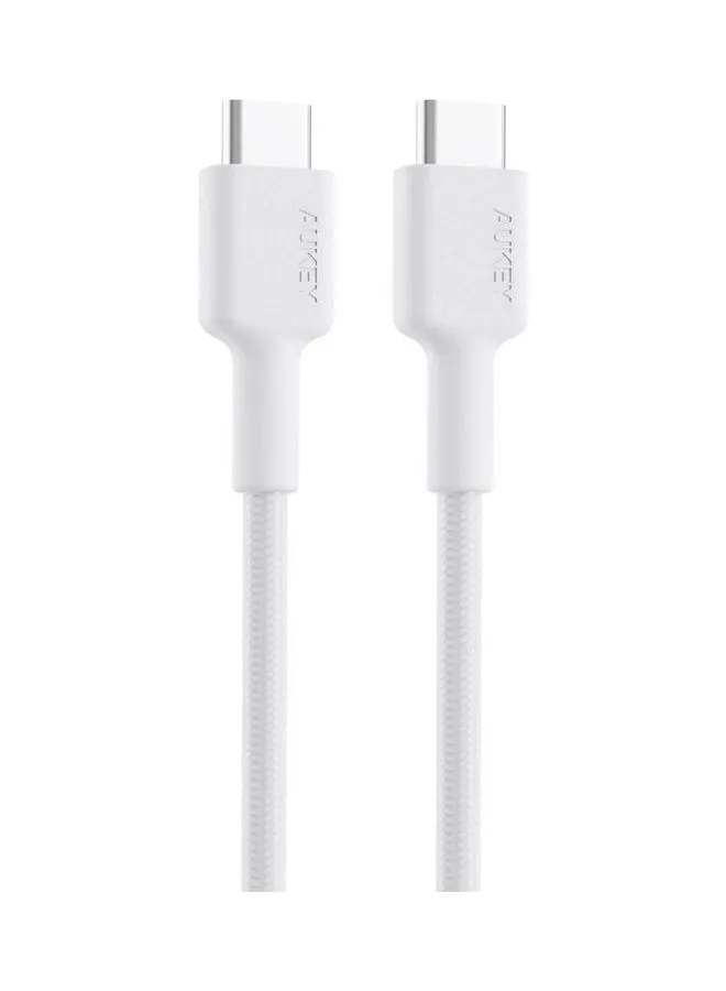 كابل مضفر شحن و مزامنة USB-C إلى USB-C طول 0.9م CD45 أبيض لون أبيض-1