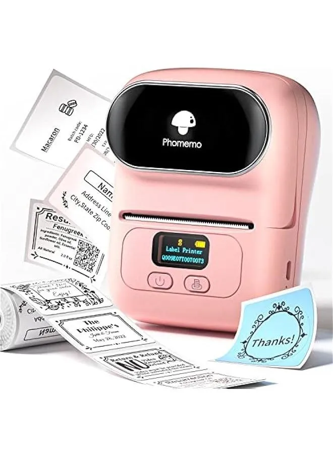 Phomemo Label Maker Machine with Tape, M110 Barcode Label Printer - Portable Bluetooth Thermal Labeler for Address Jewelry Retail Small Business Home Office Compatible Phones &PC Pink-1