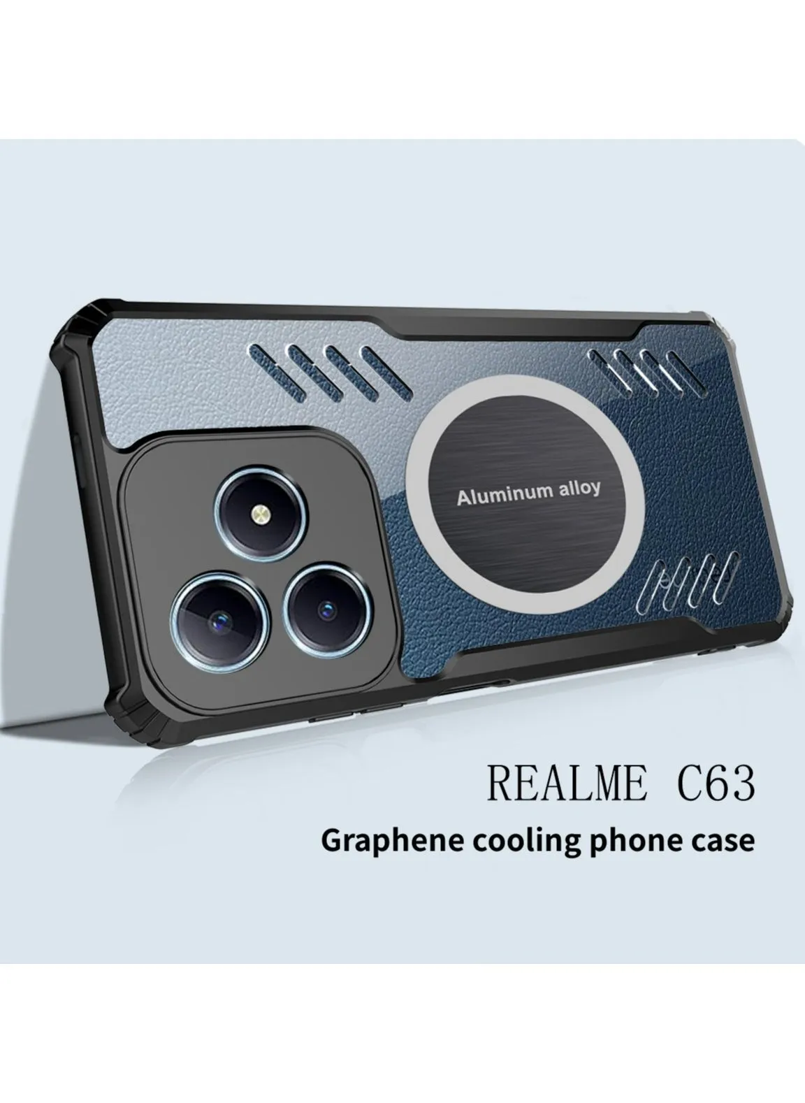 جراب هاتف Realme C63 جراب هاتف سيارة مغناطيسي مع وظيفة التبريد ومقاومة السقوط-2