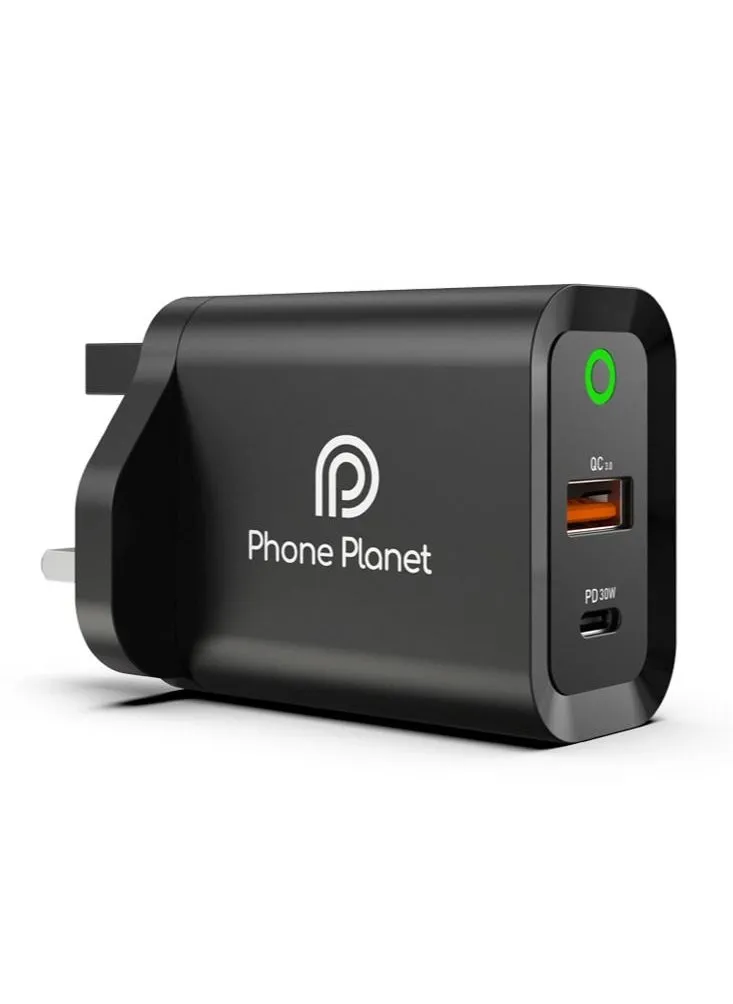 Phone Planet 30W Dual Type C 3.0 Wall Charger for fast charging of Galaxy phones iPhones and other smartphones-1