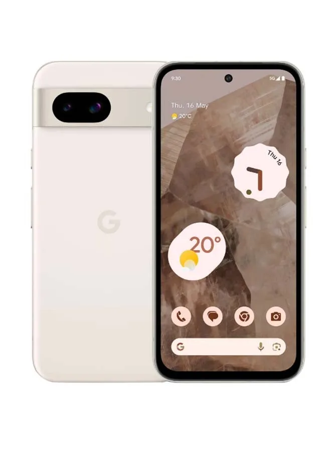 Pixel 8A ثنائي الشريحة باللون البورسلين وذاكرة وصول عشوائي بسعة 8 جيجابايت وذاكرة داخلية سعة 128 جيجابايت وشبكة 5G - الإصدار الدولي-1