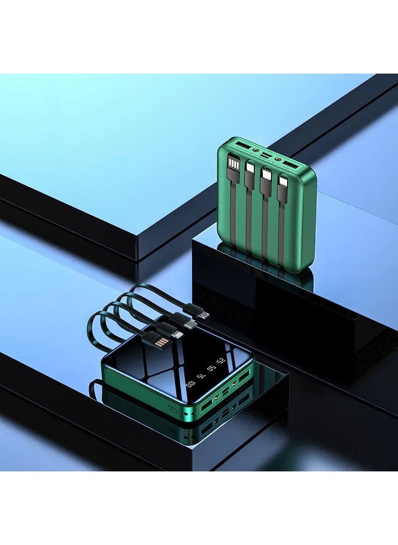 باور بانك محمول بسعة 20000 مللي أمبير في الساعة مزود بـ 4 كابلات باللون الأخضر-1