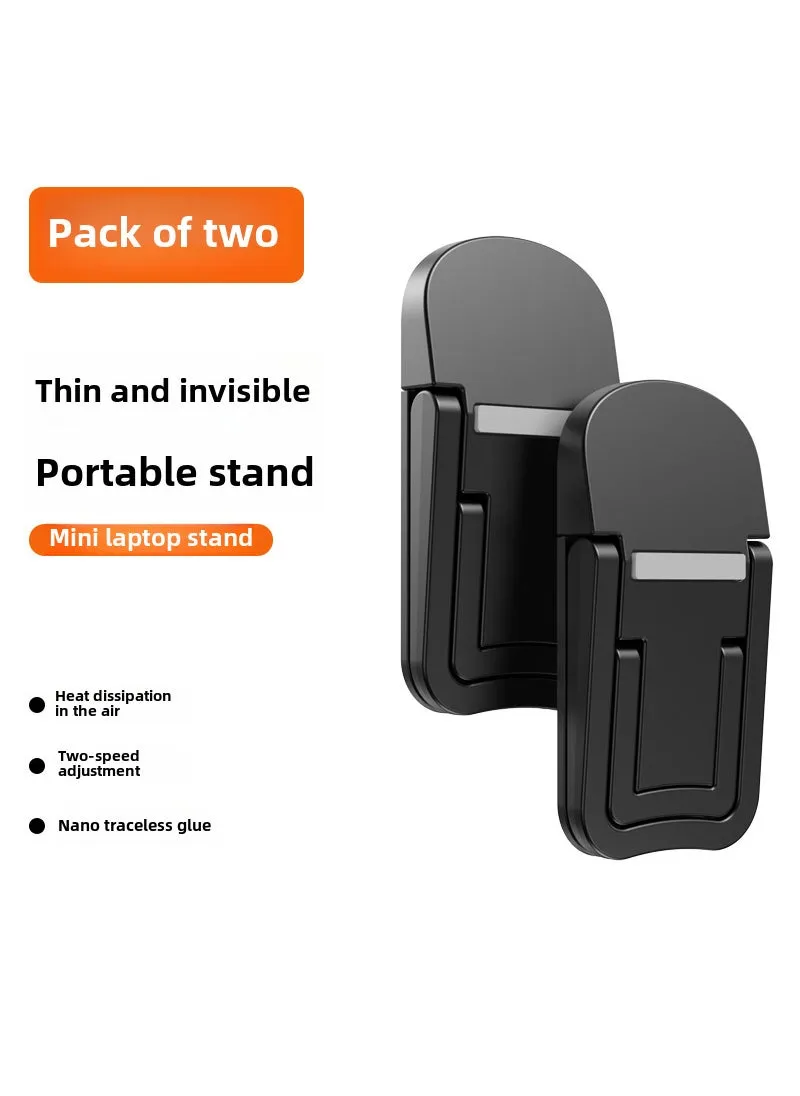 Portable Invisible Laptop Stand - Alloy  Silicone, Heat Dissipation Black [double gear] 2 packs-send 3m spare glue-1