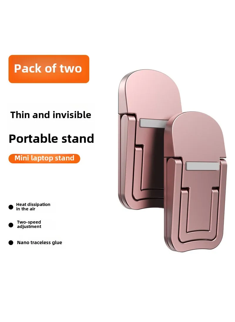 Portable Invisible Laptop Stand - Alloy  Silicone, Heat Dissipation Rose Gold [Double Gear] 2 Pack -3m Spare Glue-1