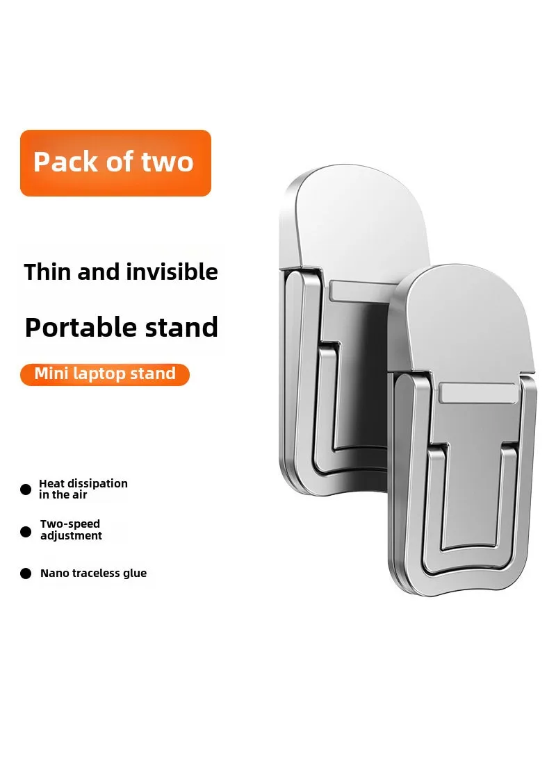 Portable Invisible Laptop Stand - Alloy  Silicone, Heat Dissipation Silver [double gear] 2 Pack -3m spare glue-1