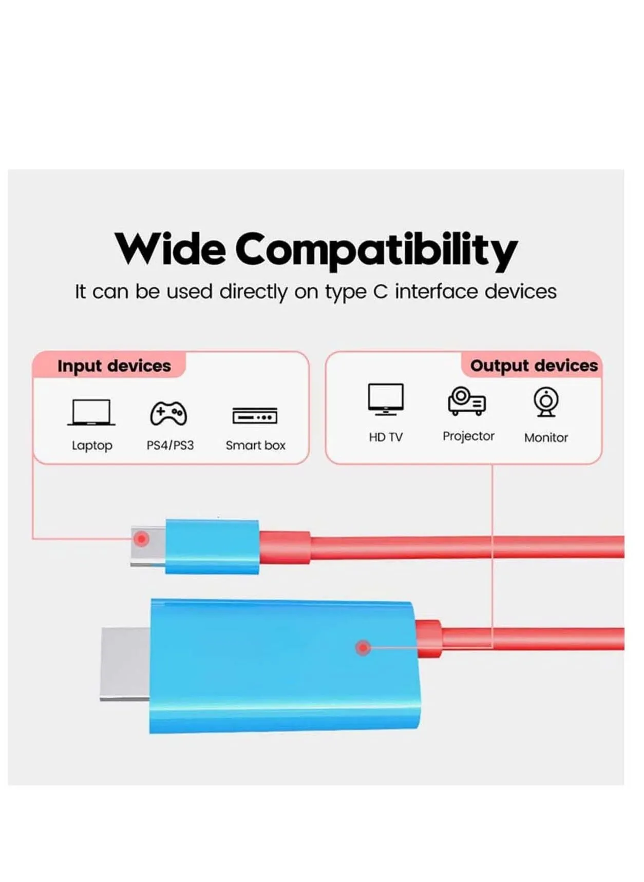 قاعدة توصيل محمولة - كابل تحويل USB Type C إلى HDMI لوضع توصيل التلفزيون على Nintendo Switch وSteam Deck وSamsung Dex Station وS21/S20/Note20/TabS7 4K للسفر-2