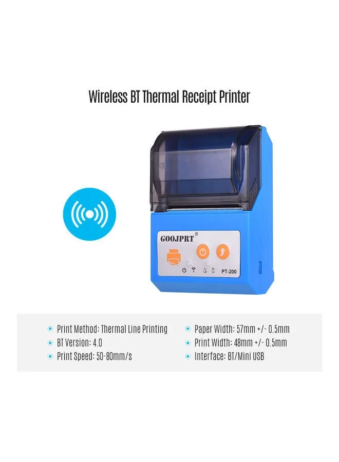 طابعة فواتير حرارية محمولة مزودة بتقنية اتصال عبر البلوتوث ومنفذ USB أزرق-2