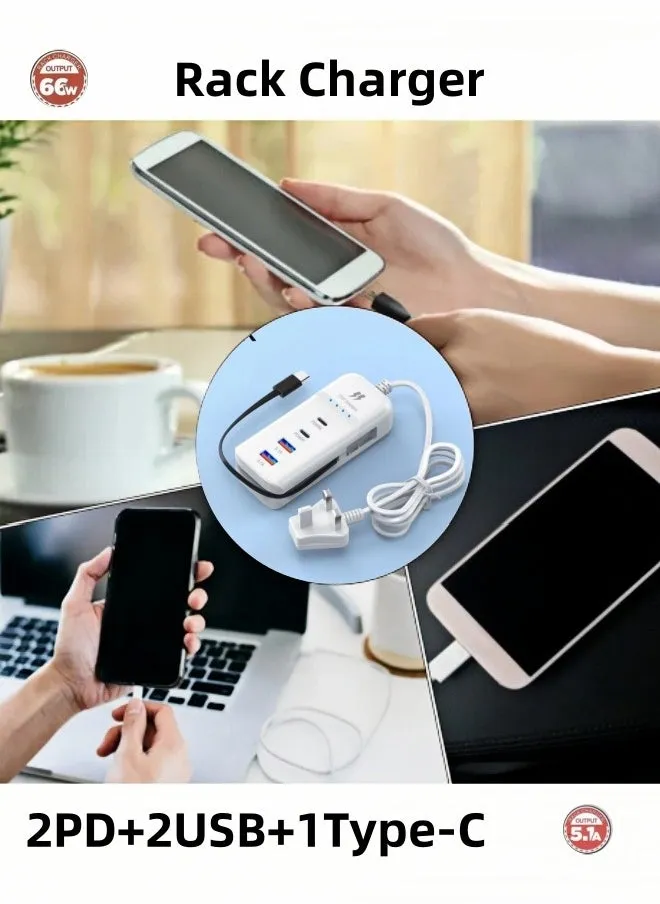 Portable USB Charging Hub, 66W 4-Port Fast Charger for Multiple Devices-1