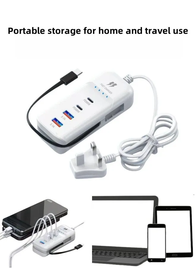 Portable USB Charging Hub, 66W 4-Port Fast Charger for Multiple Devices-2