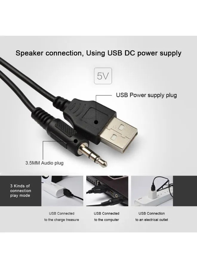 مكبر صوت ستيريو سلكي ومحمول مزود بمنفذ USB أسود-2