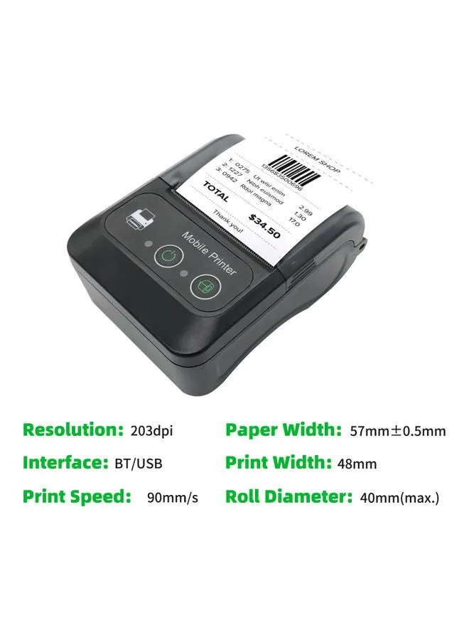 Portable Wireless Thermal Printer Black-2